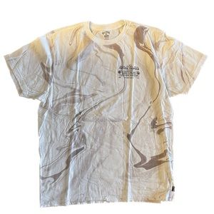 Billabong Tan & White Marble Dye Short Sleeve Beach Surfer Graphic T-Shirt SZ XL